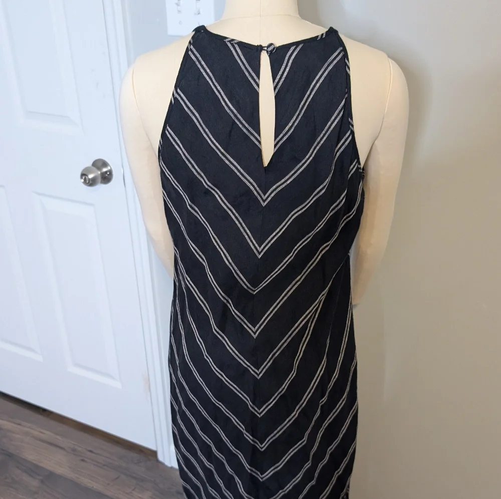 J. Crew Black and White Chevron Linen Maxi Dress Size‎ 4